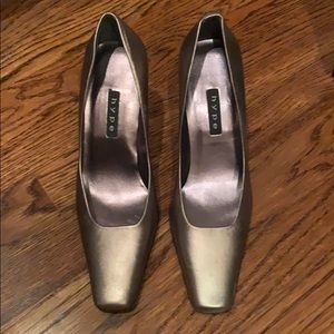 Hype square toe leather heels